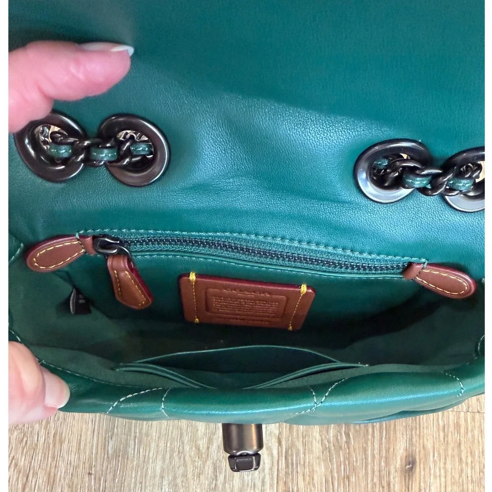 Coach Madison Shoulder Bag 16 Womens Small Green Quilted Leather CA086 Excellent